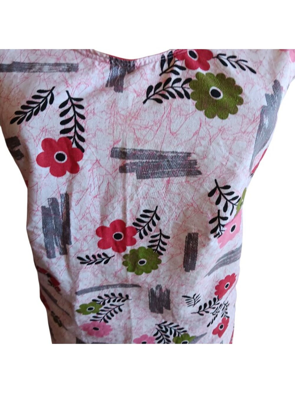 Small True Vintage Top 1950's MCM Printed Sleeveless Handmade Floral Print USA